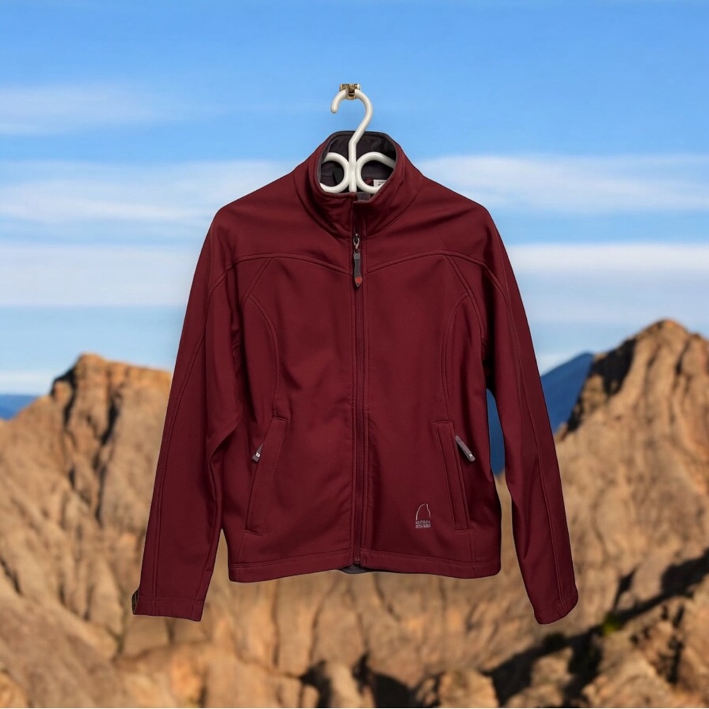 Sierra Designs Ladies Size L Burgundy Soft Shell Fleece-Lined Full-Zip Jacket